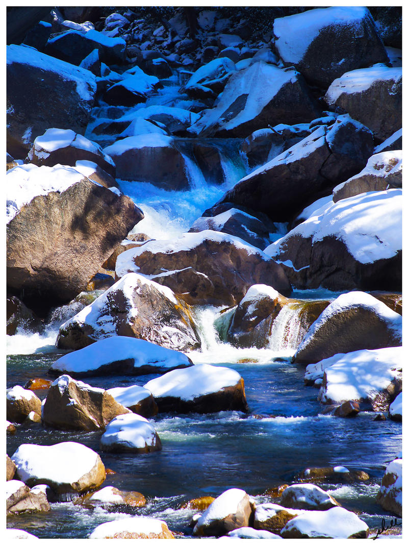 Snowy Rocky Falls