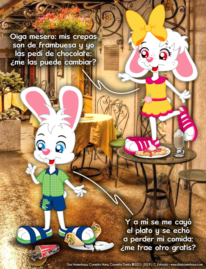 Hans and Greta at the Crepes Restaurant