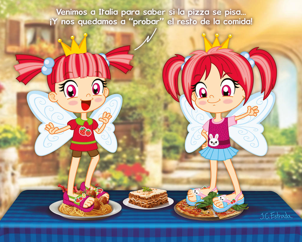 Little Fairies Squishing Italian Food