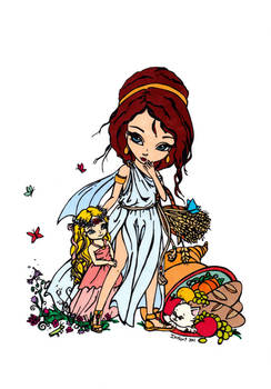 Demeter and Young Persephone Colored