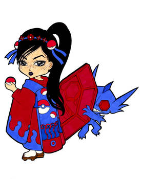Kimono Girl Mio With Mega Sableye - Colored