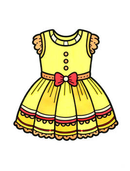 Kleurplaten Kind Kleurplaat Jurk - Colored