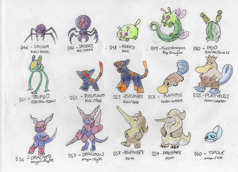 My Pokemon concepts - 046 - 060 (early draft)