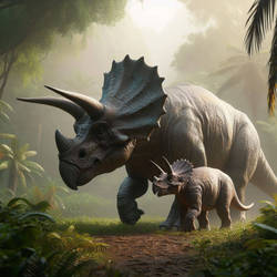 Triceratops with her baby