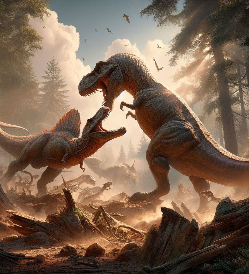 T. Rex vs Spinosaurus Battle by prehistoricpark96 on DeviantArt