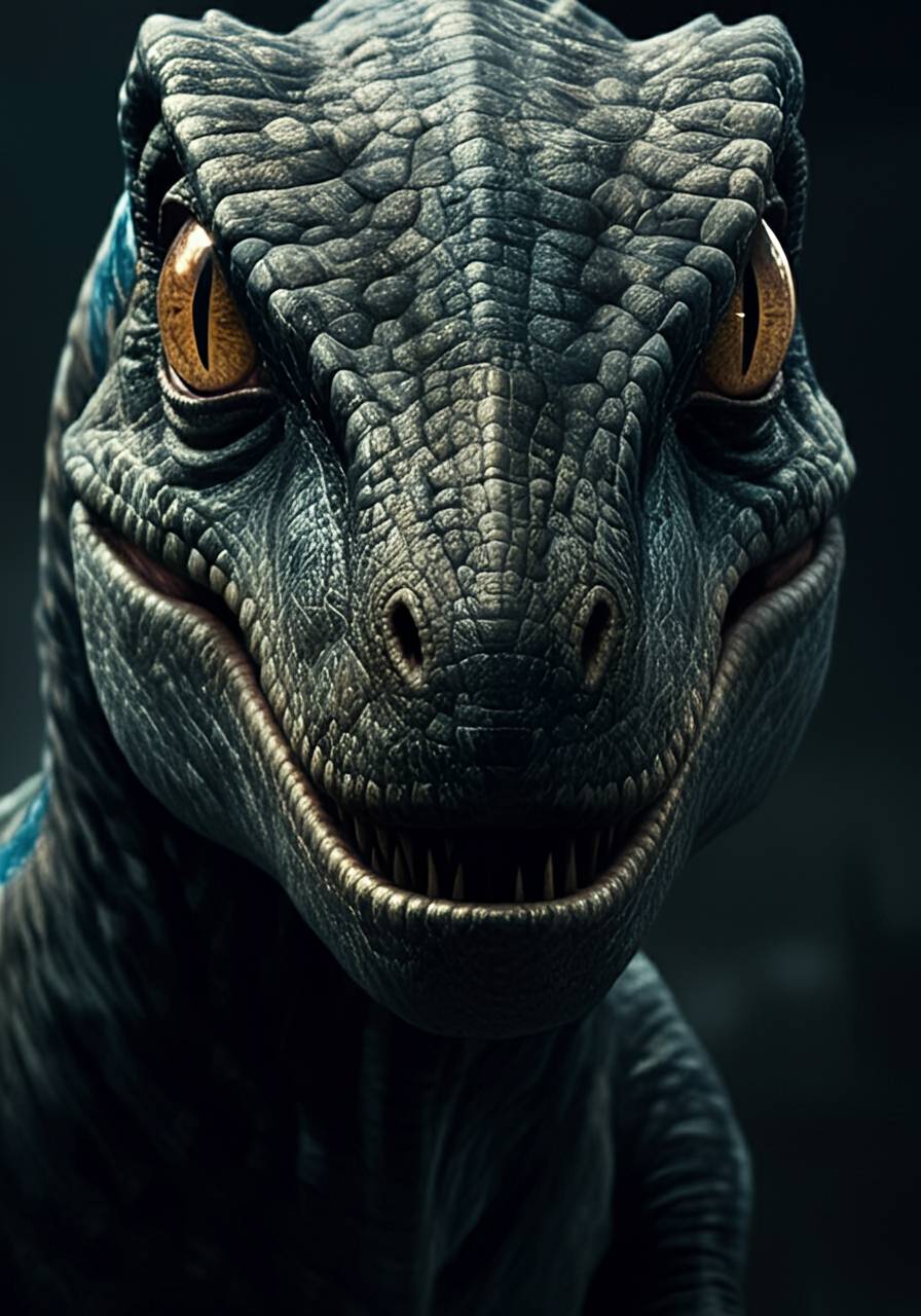 Authentic Raptor Face Blue Velociraptor front view by prehistoricpark96 on DeviantArt