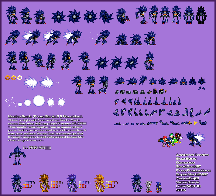 Pixilart - mecha sonic sprite sheet (redone) by Tuxedoedabyss03