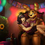 Together under colored lights