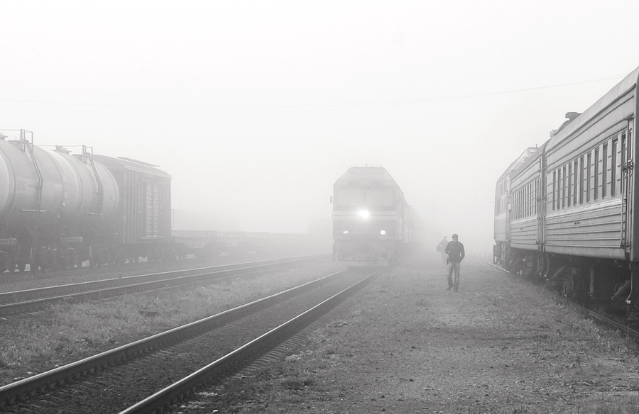 train in the fog