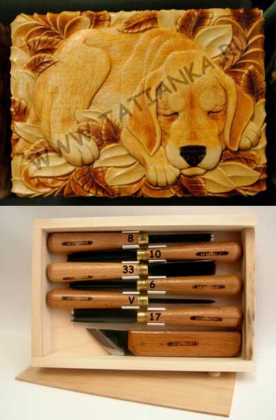 Sleeping dog - a carved box