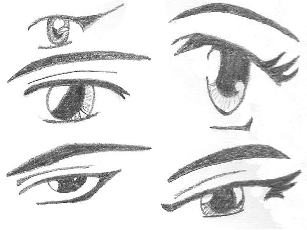 How to Draw Manga Eyes (Man / Both Eyes)