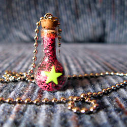 Star Jar Necklace Pink Black