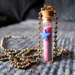 Star Jar Necklace Pink Blue