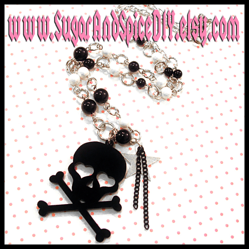 Skull Crossbones Bead Necklace