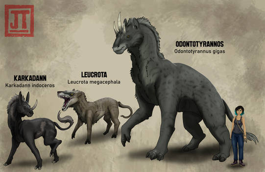 Karkadann, Leucrota y Odontotyrannos