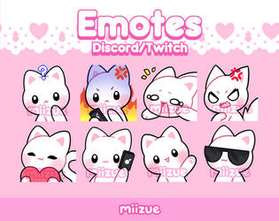 (Twitch/Discord) Cute White Kitty Emotes!