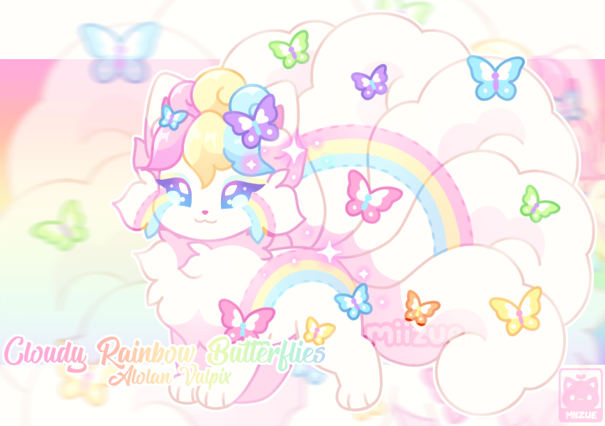 SOLD-Cloudy Rainbow Butterflies Adoptable Auction!