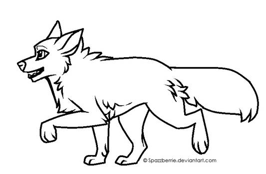 Free trotting wolf lineart MS Paint friendly