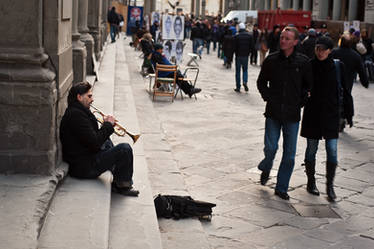 Uffizi busking