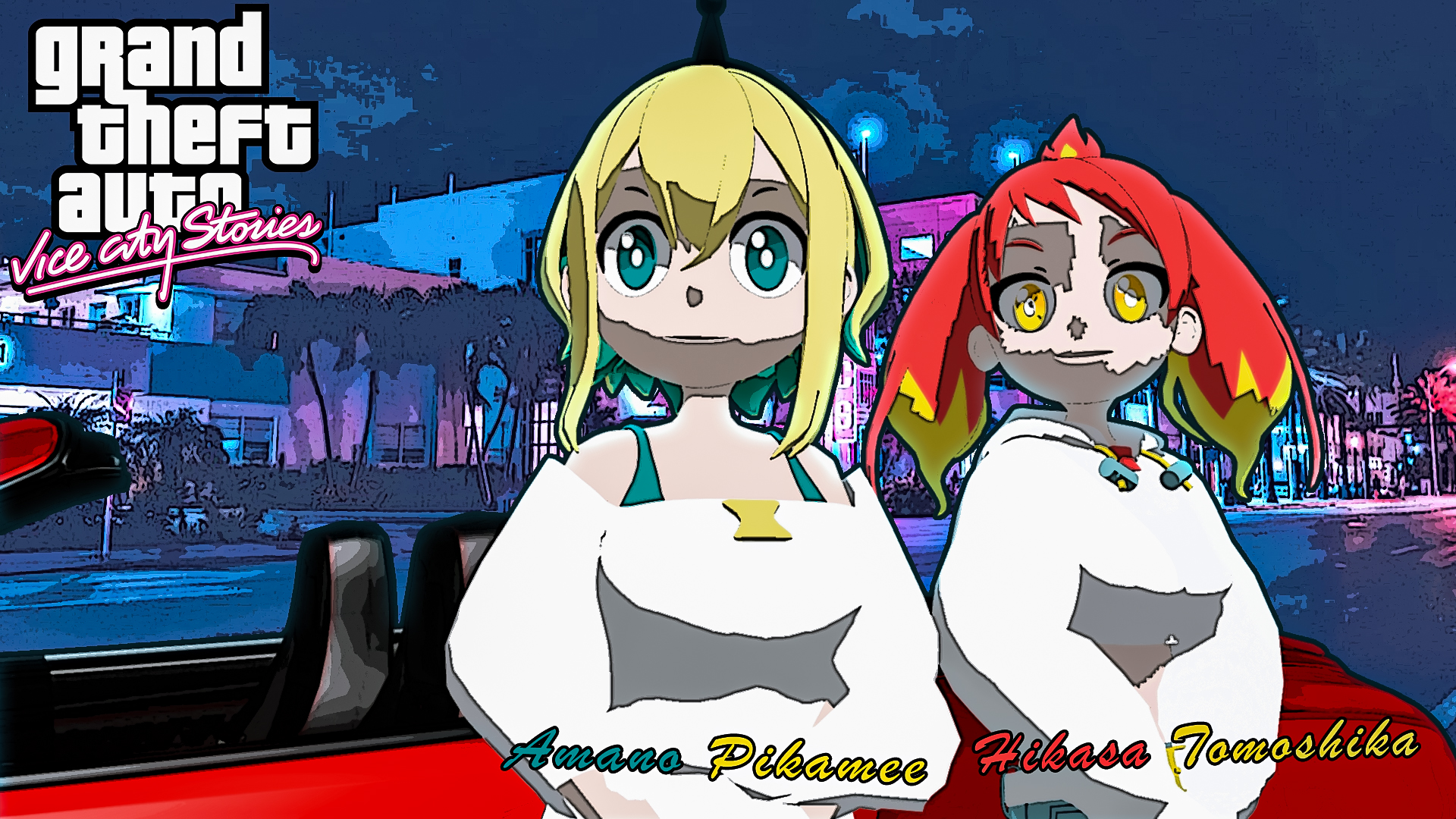 VOMS Girls Fanart (Amano Pikamee, Hikasa Tomoshika, Jitomi Monoe) :  r/Virtualrs