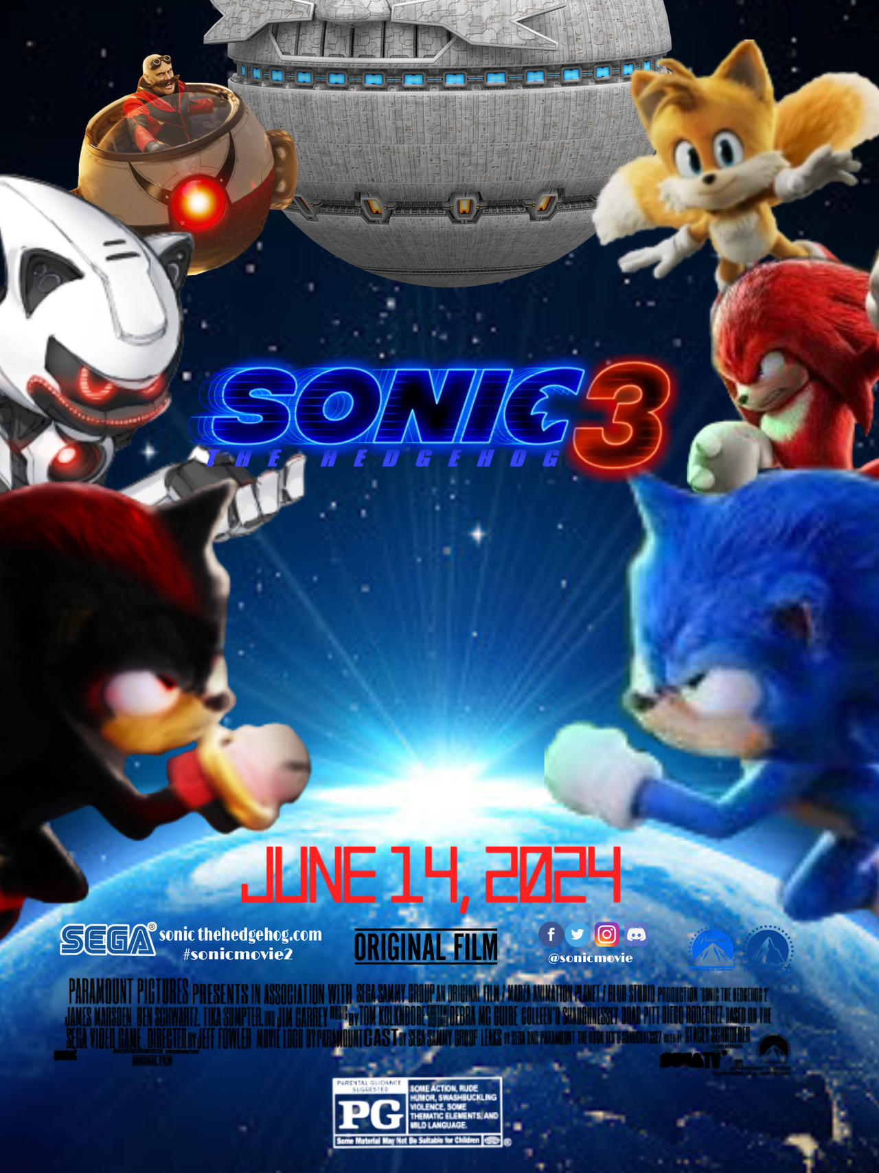 Sonic the Hedgehog 3 Movie Poster 1 Fan Made by luanweasel300 on DeviantArt