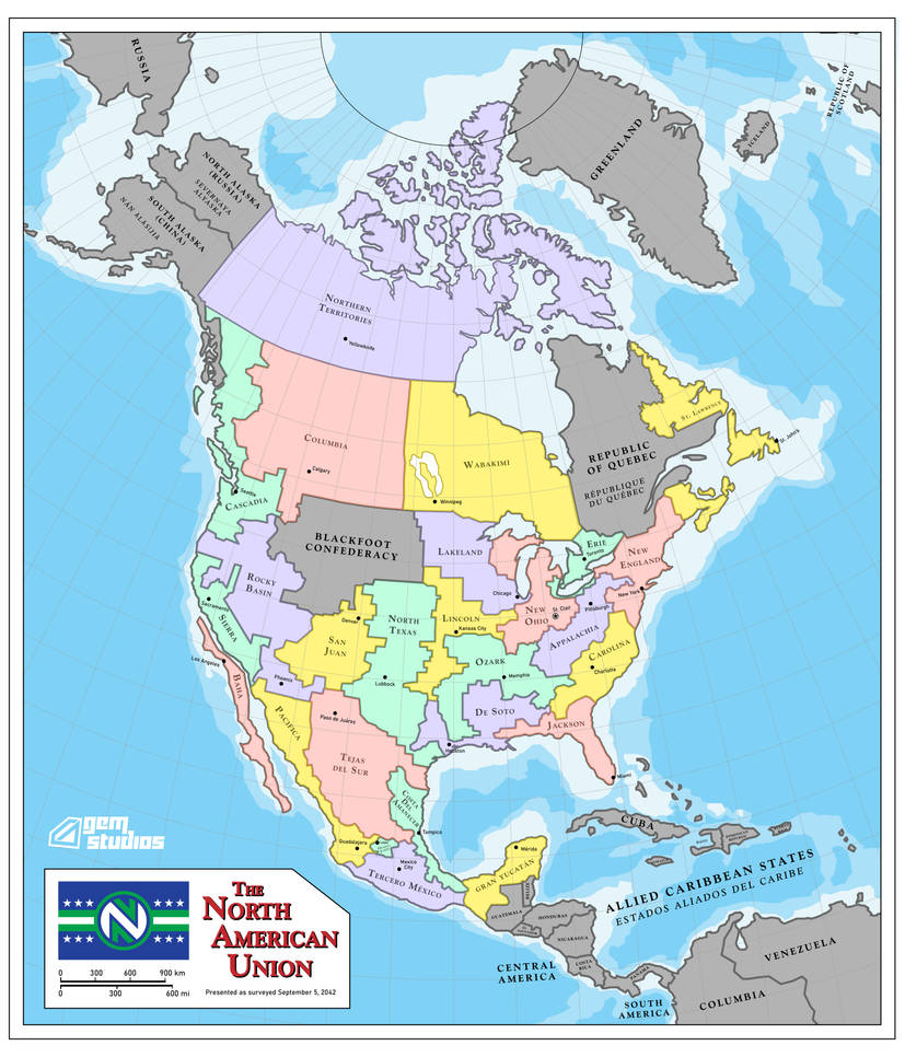 North American Union Map - 2042 by robertllynch on DeviantArt