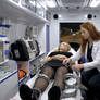 B - To the hospital
