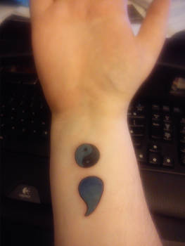 Semi-colon Yin-Yang Tattoo