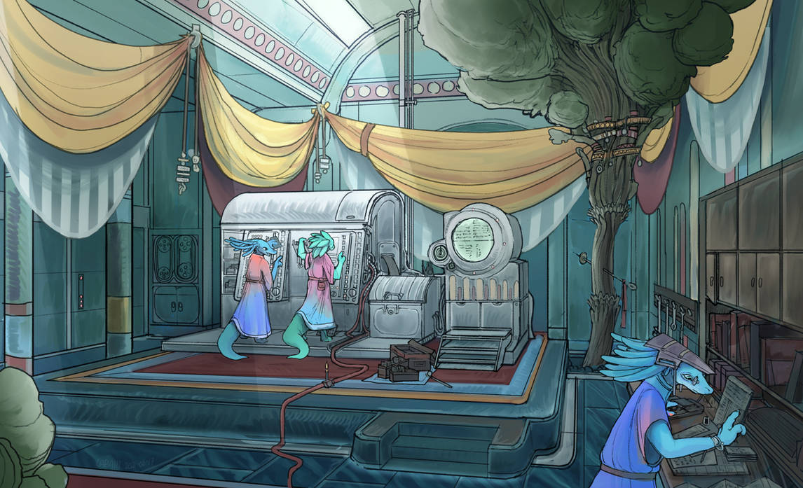 lizards using a punchard computer by caba111 on DeviantArt