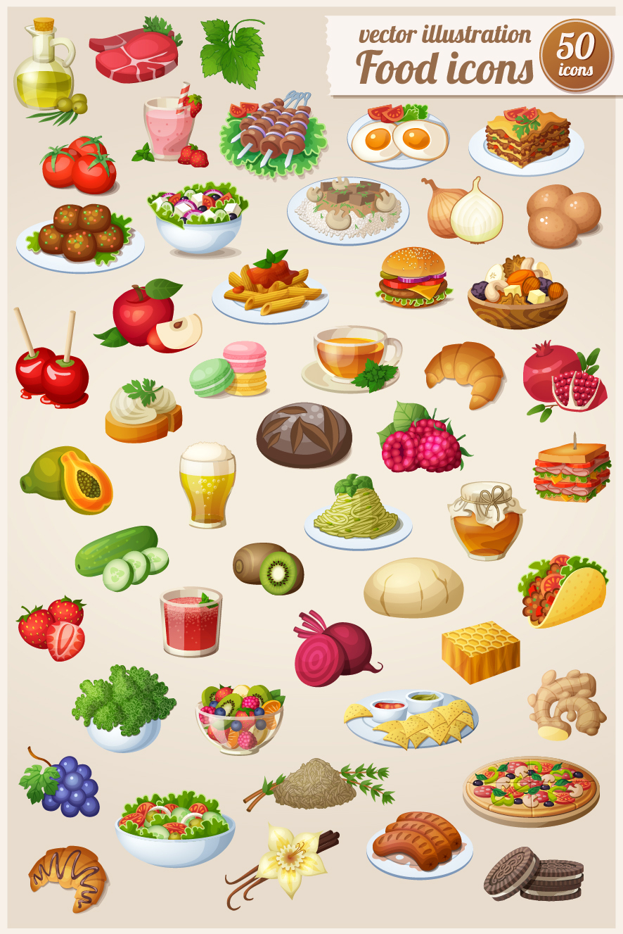 Set of random food icons by annzabella on DeviantArt
