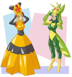 Zahara  and Stacie latex pokemon disguise