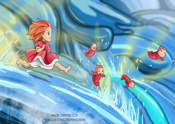 Ponyo En El Acantilado By Rebenke On Deviantart