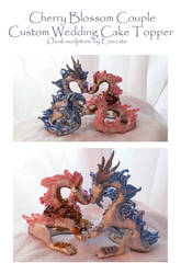 Wedding Topper Cherry Blossom Asian Dragons