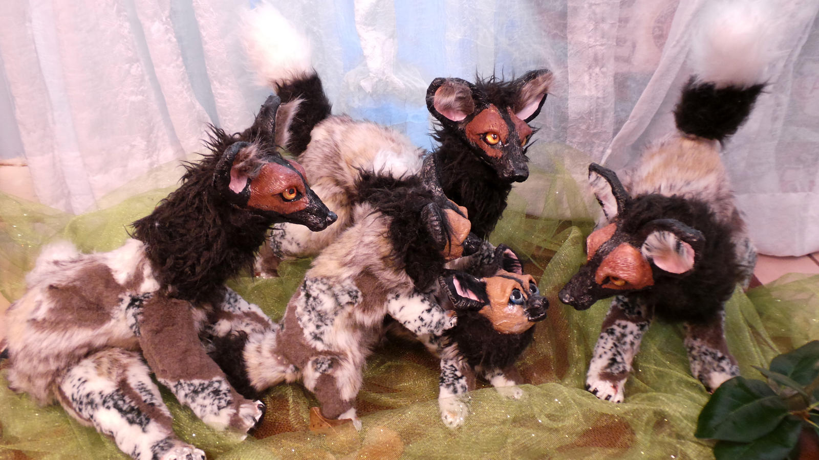 African Painted Dog Adult Posable Art Doll Family