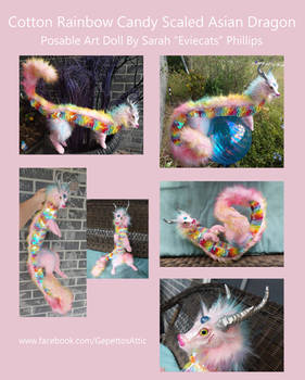 Cotton Rainbow Candy Scaled Asian Dragon Doll