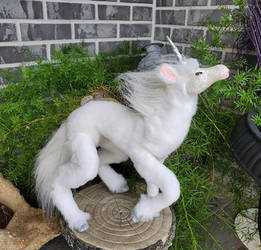 White and Silver Unicorn Art Doll