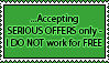 ''Serious offers only'' stamp