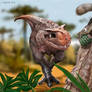 Baby Carnotaurus scares a little mammal