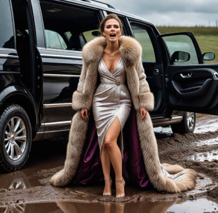 Rich Lady Ruff Rich lady in fur coat steps into mud by RuFur76 on DeviantArt