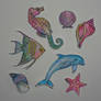 shimmery sea life stickers