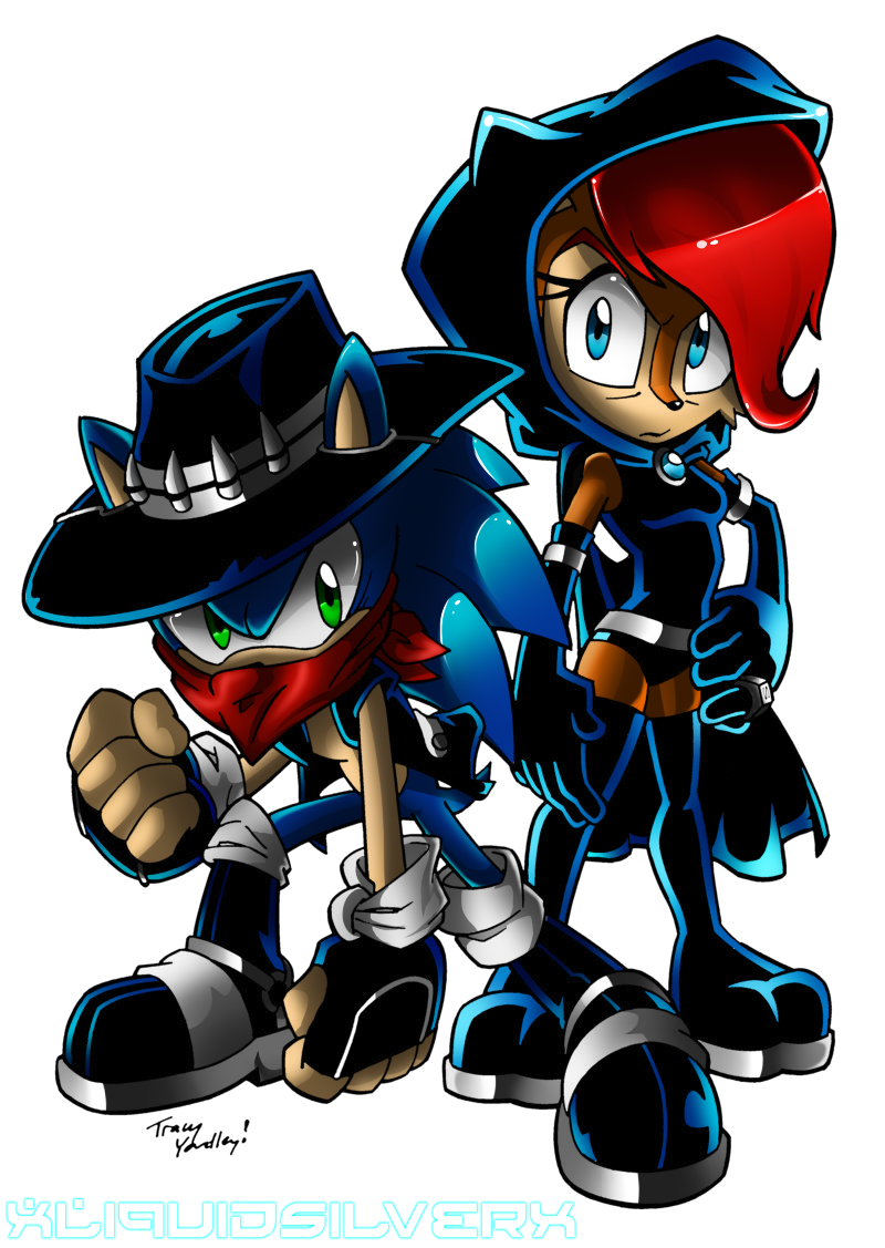 Dark Sonic and Sally by Tracy Yardley-Colors by ME