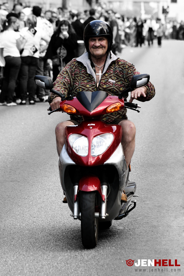 Old man on motorcycle