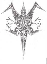 tribal pentagram back piece