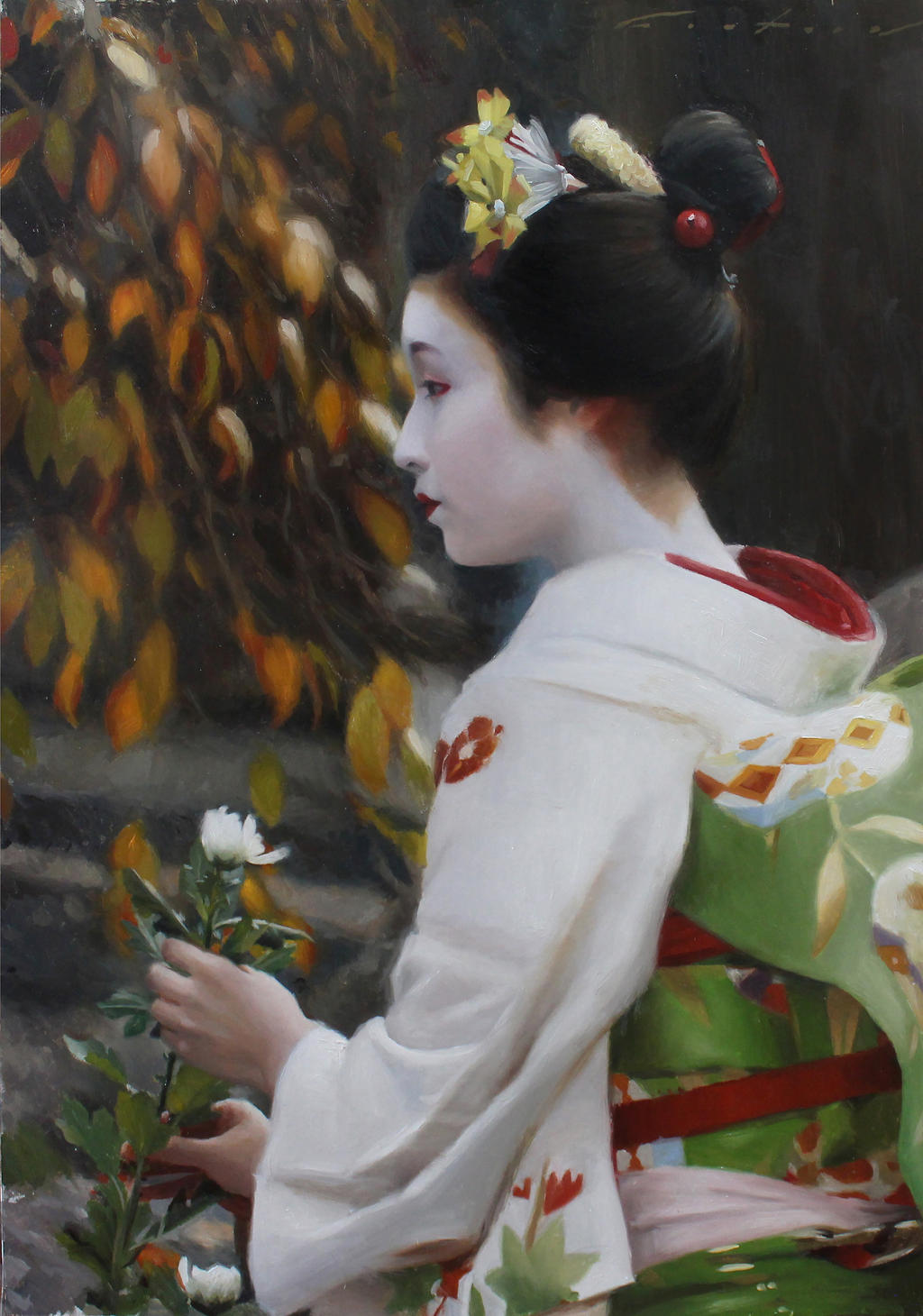 Chrysanthemum - Japanese Geisha Art