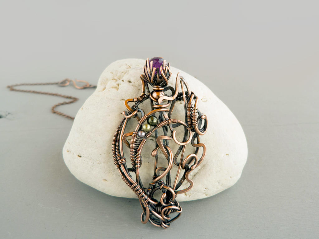 Thistle wire pendant by UrsulaJewelry