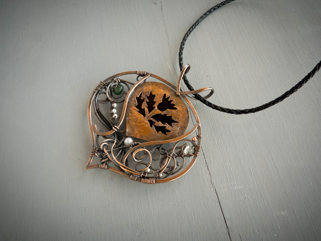 Thistle - wire copper pendant