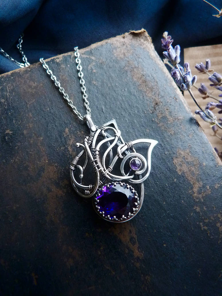 Amethyst wings pendant by UrsulaJewelry