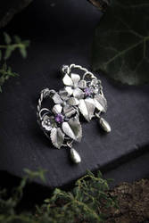  Viola flower earrings
