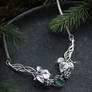 Raspberry silver necklace
