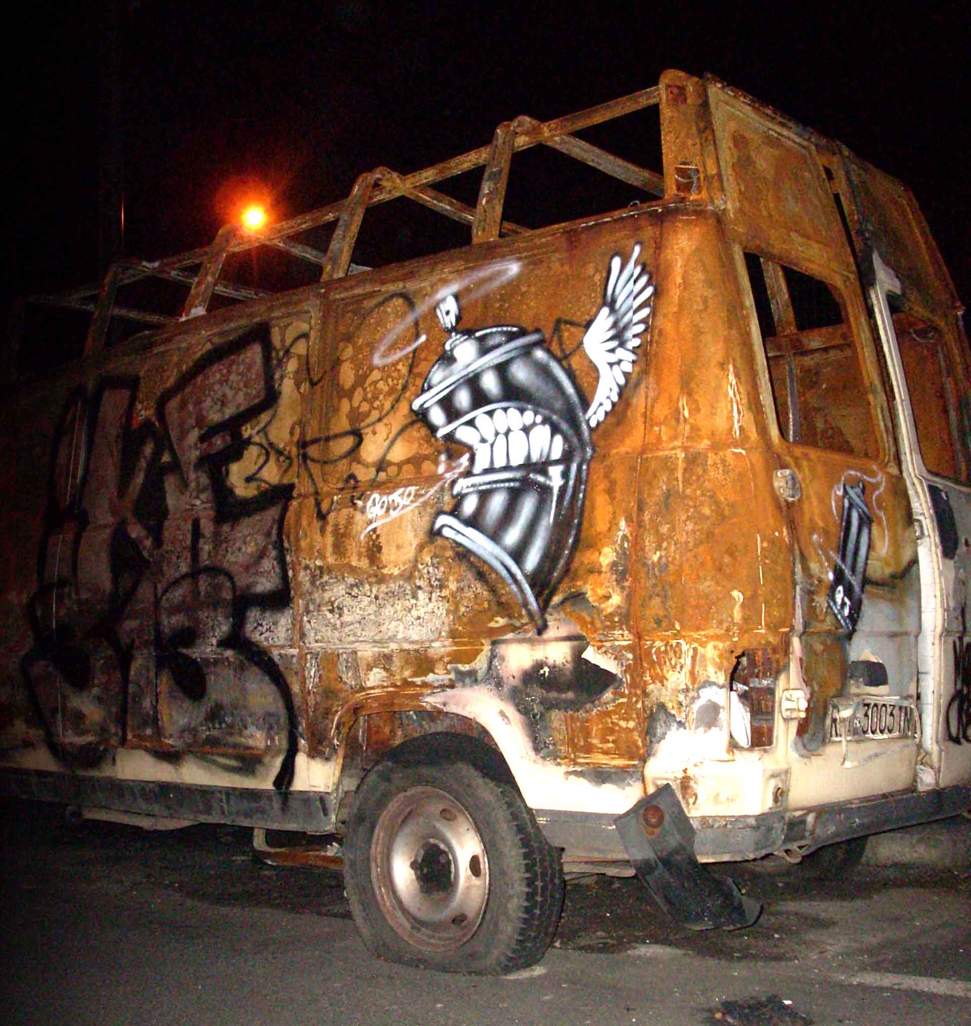 spray burned van